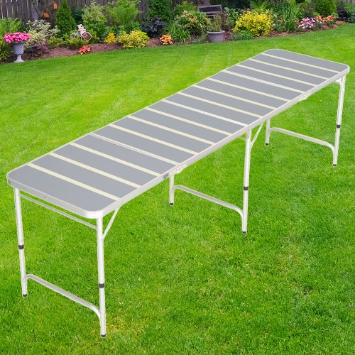 Mid_Century Modern Striped Dove Gray Beer Pong Table