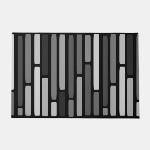 Mid Century Modern Stripes Black Doormat