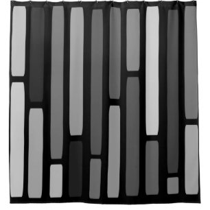 Mid Century Modern Stripes Black Shower Curtain