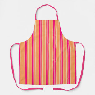 Mid-Century Modern Stripes, Fuchsia Pink & Orange Apron