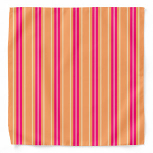 Mid-Century Modern Stripes, Fuchsia Pink & Orange Bandana