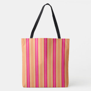 Mid-Century Modern Stripes, Fuchsia Pink & Orange Tote Bag