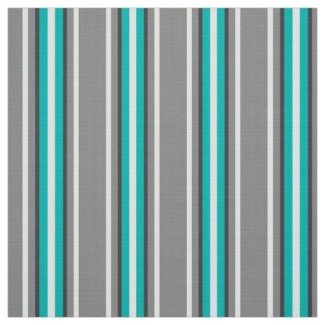 Mid-Century Modern Stripes, Gray and Turquoise Fabric (Swatch)