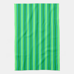 Mid-Century Modern Stripes, Lime Green and Aqua Kitchen Towel