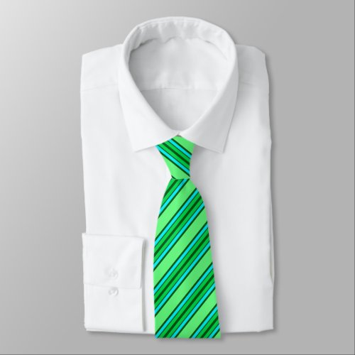 Mid_Century Modern Stripes Lime Green and Aqua Tie
