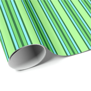 Mid-Century Modern Stripes, Lime Green and Aqua Wrapping Paper