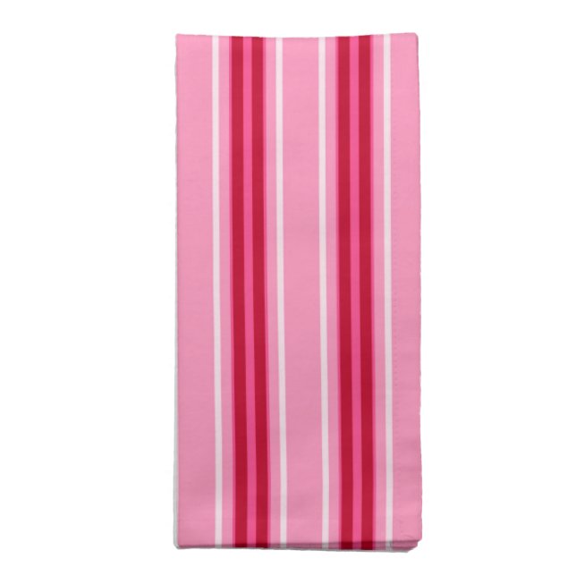 Mid-Century Modern Stripes, Pink and  Burgundy  Cloth Napkin (Folded)