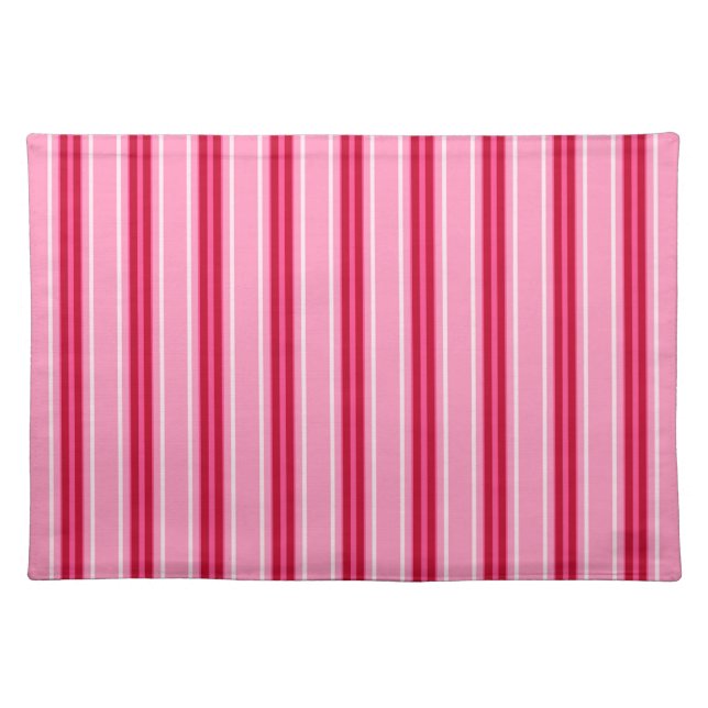 Mid-Century Modern Stripes, Pink and  Burgundy  Cloth Placemat (Front)