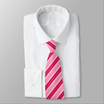 Mid-century Modern Stripes  Pink And  Burgundy Neck Tie by Floridity at Zazzle
