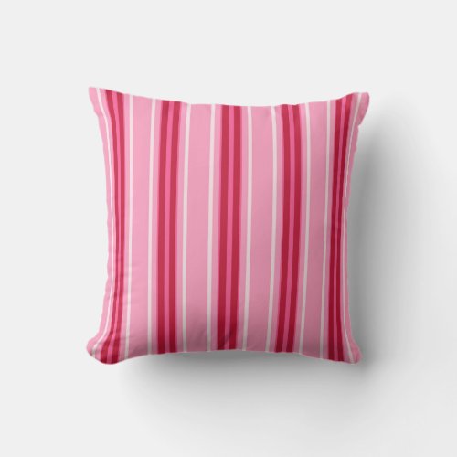 Mid_Century Modern Stripes Pink and  Burgundy Throw Pillow
