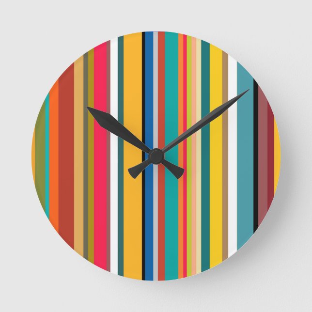 Mid-Century Modern Stripes  Round Clock (Front)