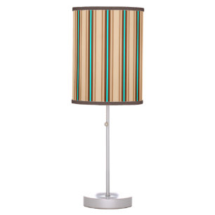 Mid-Century Modern Stripes, Tan. Brown and Aqua Table Lamp