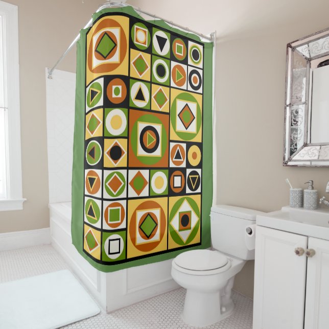 Mid-Century Modern Style 18 Shower Curtain (In Situ)