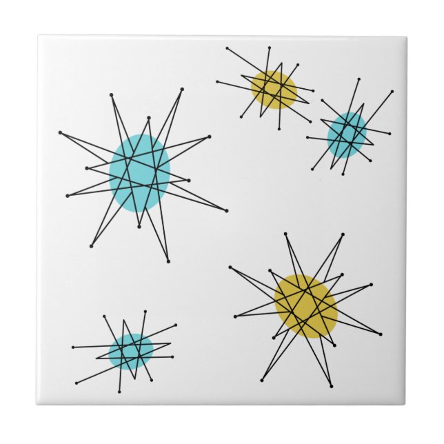 Mid Century Modern style, Atomic Starburst Ceramic Tile (Front)