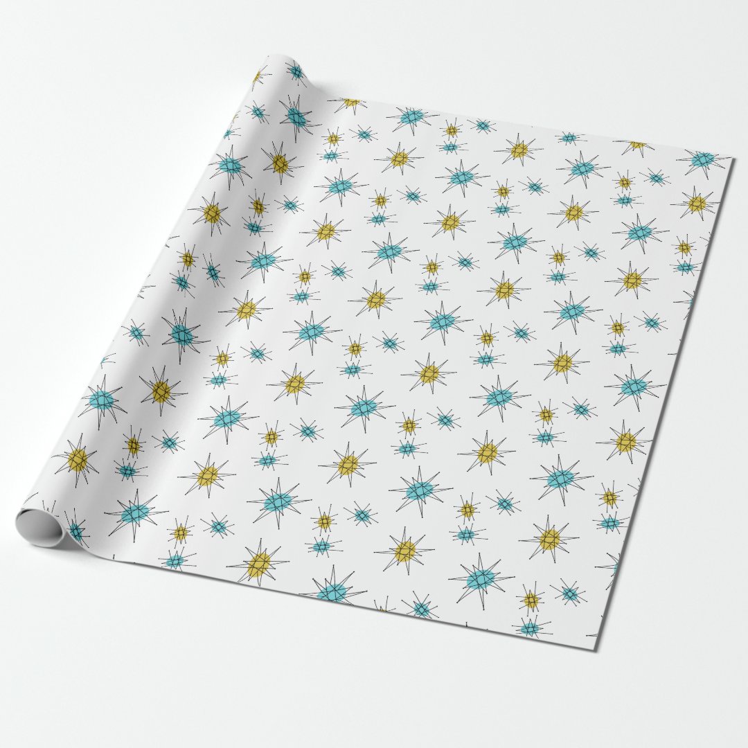 Mid Century Modern style, Atomic Starburst Wrapping Paper | Zazzle
