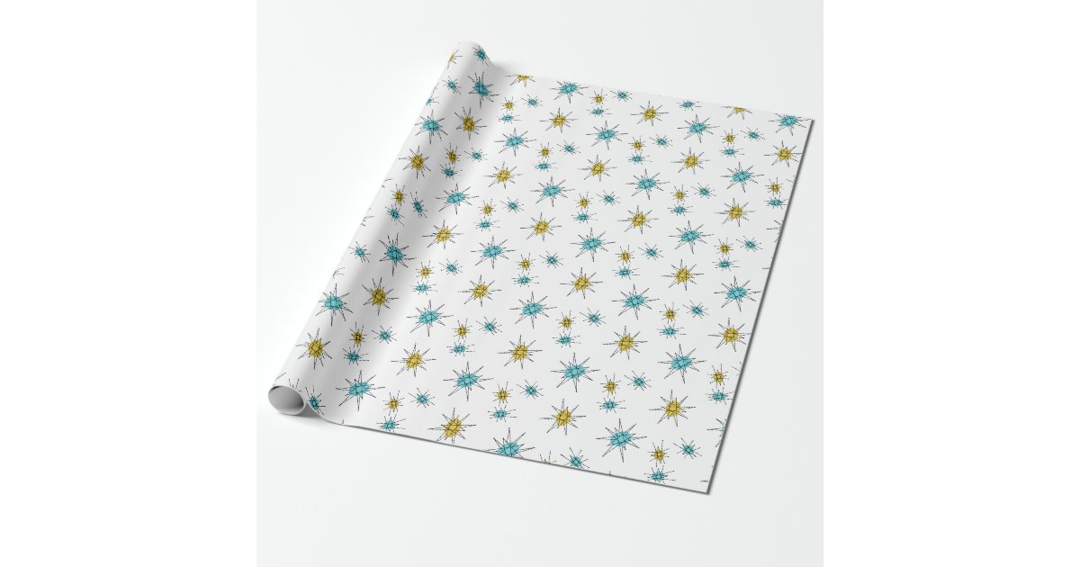 Mid Century Modern style, Atomic Starburst Wrapping Paper | Zazzle