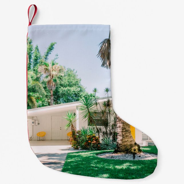 Mid Century Modern Style Beach Home Small Christmas Stocking (Front)