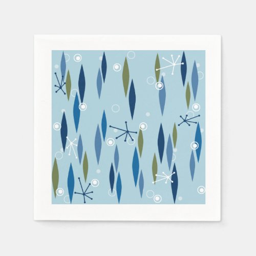 Mid_century Modern style Blue and Green Starburst Napkins