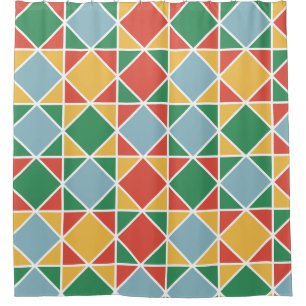 Mid century modern style colorful pattern yellow shower curtain