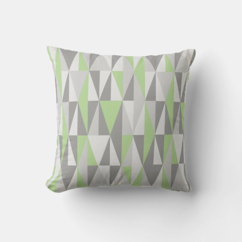 Mid_century Modern Style Diamonds Green Throw Pillow