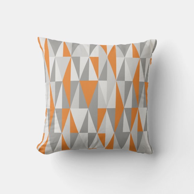 Mid-century Modern Style Diamonds, Orange Throw Pillow (Front)
