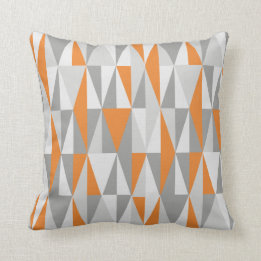 Mid-century Modern Style Diamonds, Orange Throw Pillow