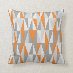 Mid-century Modern Style Diamonds, Orange Throw Pillow
