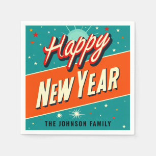 Mid-Century Modern Style Happy New Year Napkins