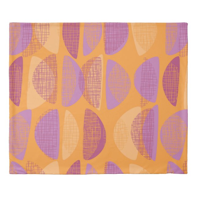 Mid century modern style illustration pattern duvet cover (Front)