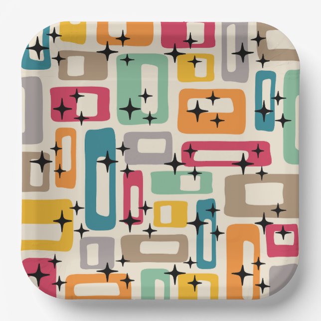 Mid Century Modern Style Paper Plates (Front)