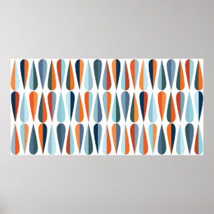 Mid century modern style retro seamless pattern wi poster