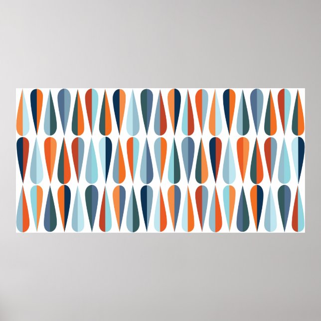 Mid century modern style retro seamless pattern wi poster (Front)