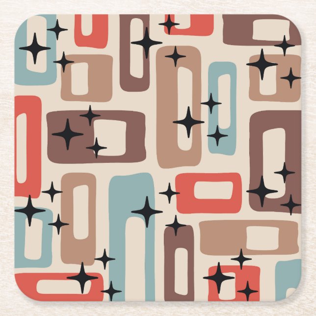Mid Century Modern Style Square Paper Coaster (Front)