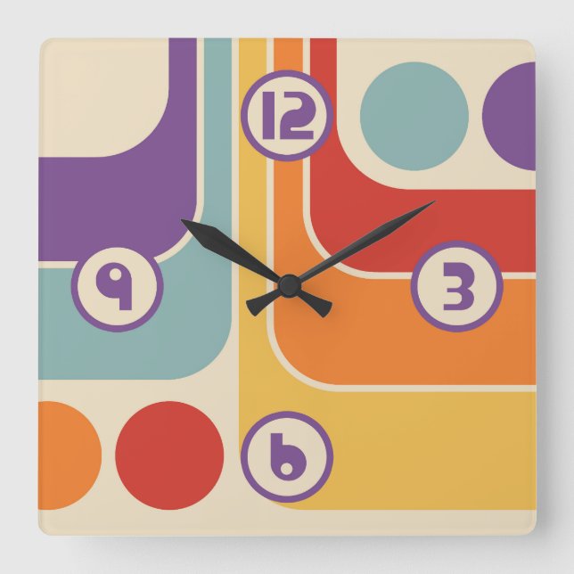 Mid Century Modern Style Square Wall Clock (Front)
