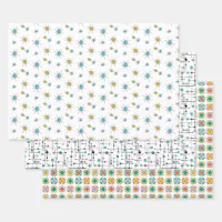 Midcentury Modern Retro Atomic Dots Teal Orange Wrapping Paper Sheets, Zazzle