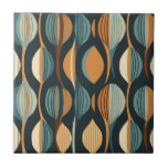 Mid-Century Modern Stylised Geometric Pattern Ceramic Tile