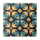 Mid-Century Modern Stylised Geometric Pattern Ceramic Tile