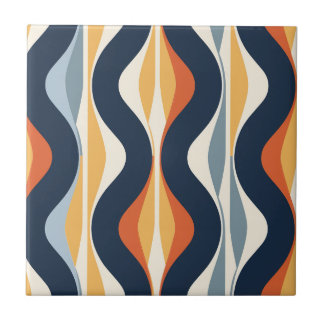 Mid-Century Modern Stylised Geometric Pattern Ceramic Tile