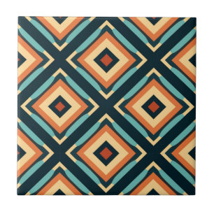 Mid-Century Modern Stylised Geometric Pattern Ceramic Tile