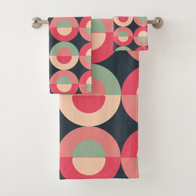 Mid-Century Modern Summer Sunset   Bath Towel Set (Insitu)