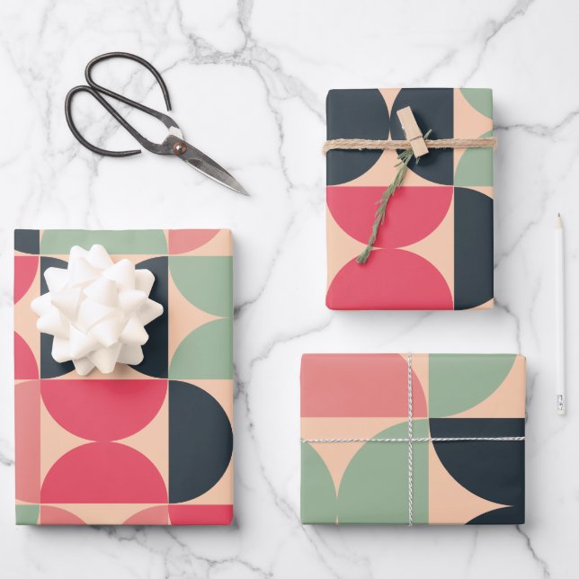 Mid-Century Modern Summer Sunset  Wrapping Paper Sheets (Front)