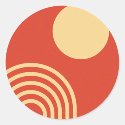 Mid Century Modern Sun and Rainbow Line Classic Round Sticker