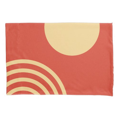 Mid Century Modern Sun and Rainbow Line Pillow Case