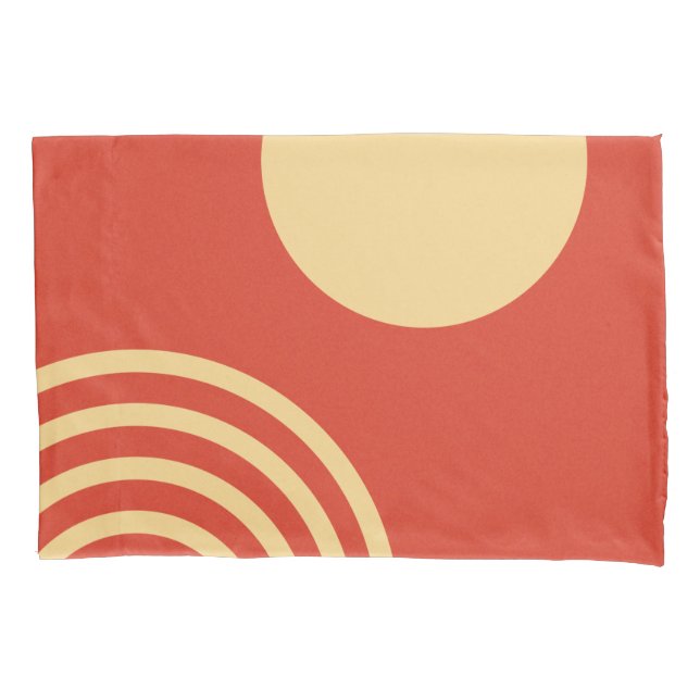 Mid Century Modern Sun and Rainbow Line Pillow Case (Front)