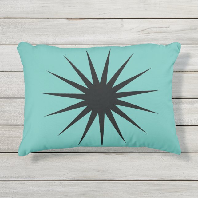 Mid-Century Modern Sunburst Outdoor Patio Pillow (Front)