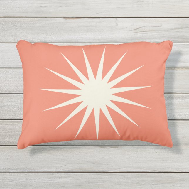 Mid Century Modern Sunburst Outdoor Throw Pillow (Front)