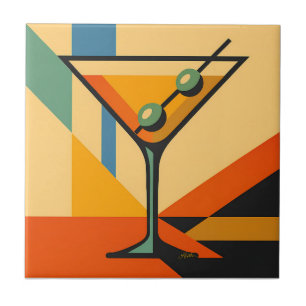Mid Century Modern Sunrise Bauhaus Martini Ceramic Tile
