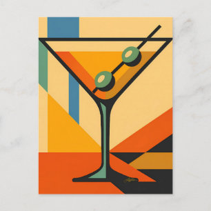 Mid Century Modern Sunrise Bauhaus Martini Postcard