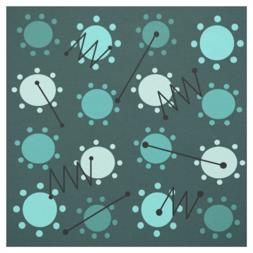 Mid Century Modern Sunshine Teal Fabric