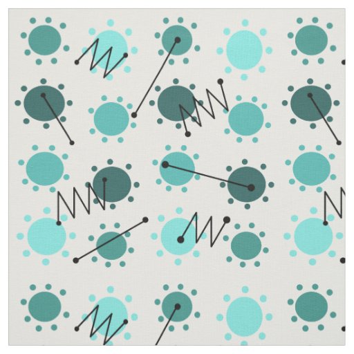 Mid Century Modern Sunshine Turquoise Fabric